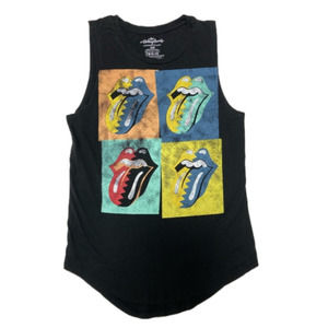 The Rolling Stones Black Tank Top with Multicolor Graphic